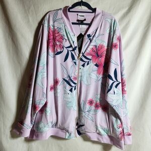 IMAN Womans 5X Reversible Soft Pink With Floral Stretch Jacket